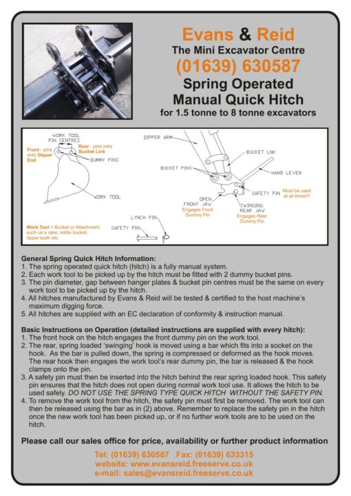 Volvo EC15 Spring Quick Hitch